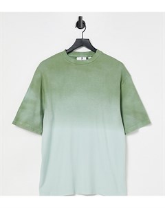 Oversized футболка в рубчик зеленого цвета с эффектом омбре Unisex Collusion