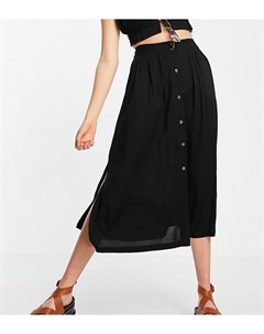 Черная юбка миди на пуговицах с глубокими карманами ASOS DESIGN Tall Asos tall