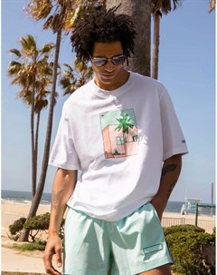 Белая oversized футболка с графическим рисунком Summer Club Adidas originals