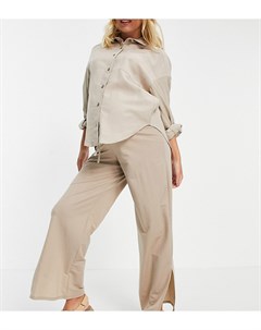 Светло бежевые брюки винтажного кроя с эффектом льняной ткани ASOS DESIGN Maternity Asos maternity