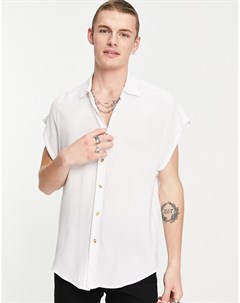 Белая рубашка из вискозы с короткими рукавами Asos design