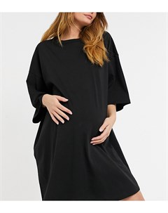 Черное платье футболка в стиле oversized ASOS DESIGN Maternity Asos maternity