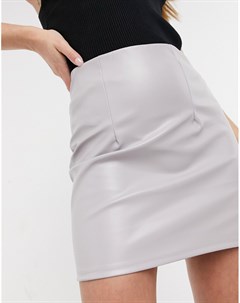 Светло серая мини юбка из искусственной кожи с декоративными швами Asos design