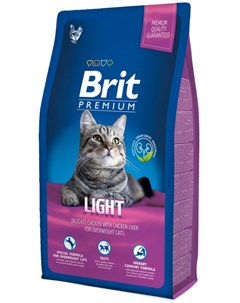 Сухой корм Premium Cat Light для кошек склонных к излишнему весу 1 5 кг Курица и печень Brit*