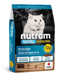 Сухой корм Total Grain Free T24 Salmon Trout Cat Food беззерновой из мяса лосося и форели для кошек  Nutram