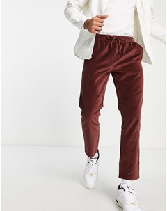 Бордовые узкие брюки из ткани под бархат Asos design