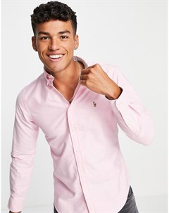 Розовая оксфордская рубашка узкого кроя на пуговицах с логотипом Polo ralph lauren
