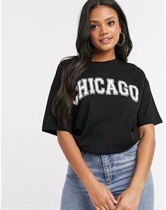 Черная oversize футболка с принтом chicago Asos design