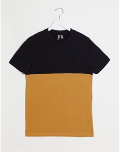 Светло коричневая футболка скинни из органического хлопка с контрастной кокеткой Asos design