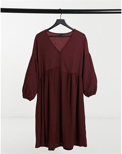 Свободное фактурное платье рубашка миди бордового цвета Asos design