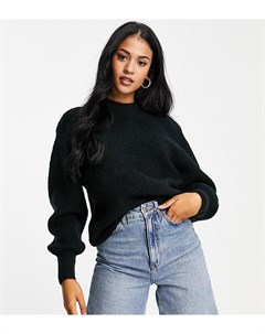 Черный пушистый джемпер в рубчик с круглым вырезом ASOS DESIGN Tall Asos tall