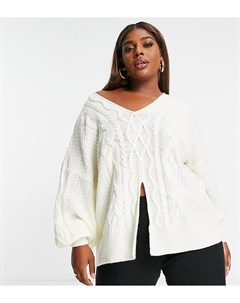 Вязаный джемпер с узором косичка и разрезом спереди ASOS DESIGN Curve Asos curve