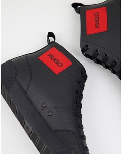 Кожаные высокие кроссовки черного цвета Zero Hugo