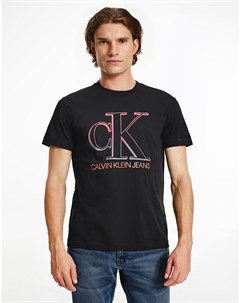 Черная футболка с логотипом с эффектом деграде на груди Calvin klein jeans