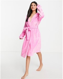 Супермягкий флисовый халат миди розового цвета Asos design