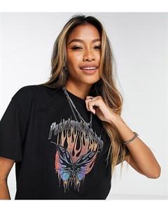 Черная укороченная футболка с принтом бабочки в стиле гранж Inspired Reclaimed vintage