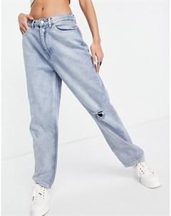 Светлые узкие джинсы прямого кроя со рваной отделкой Plus Urban bliss