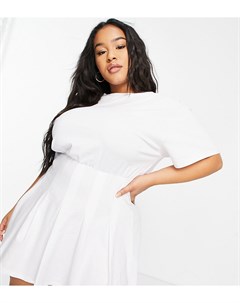 Белое платье футболка с короткой теннисной юбкой ASOS DESIGN Curve Asos curve