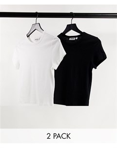 Набор из 2 футболок из органического хлопка черного и белого цвета Forever Weekday