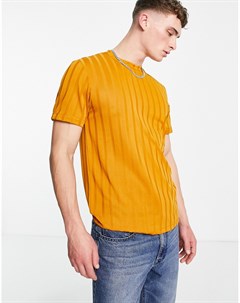 Темно желтая футболка в рубчик Asos design