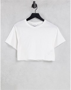 Белая укороченная футболка с рукавами реглан Topshop