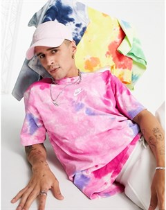 Розовая oversized футболка с принтом тай дай Premium Essential Nike