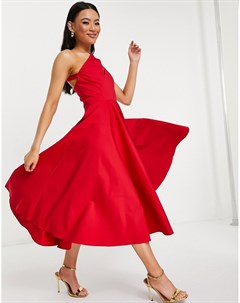 Красное платье миди с вырезом Aqaq