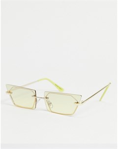 Желтые угловые солнцезащитные очки без оправы в стиле 90 х Noisy may