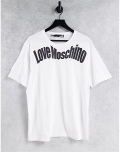Белая футболка с волнистым логотипом Love moschino