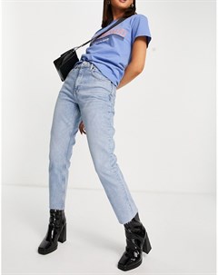 Выбеленные прямые джинсы голубого цвета с необработанным краем Topshop