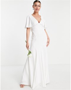 Свадебное платье из крепа с расклешенными рукавами Victoria Asos edition