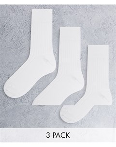 Набор из 3 пар белых носков в рубчик Selma Weekday