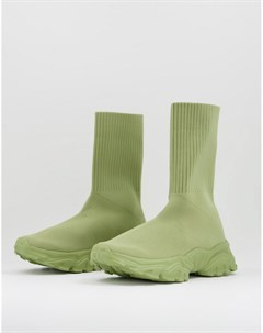 Трикотажные кроссовки носки цвета хаки Deven Asos design