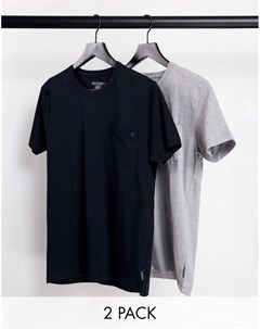 Набор из 2 футболок темно синего и светло серого цветов с карманом French connection