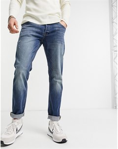 Темно синие узкие джинсы с потертостями Intelligence Glenn Jack & jones