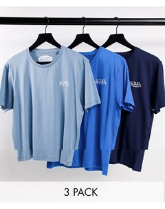 Комплект из 3 футболок для дома синих оттенков Von dutch