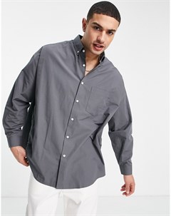 Темно серая винтажная рубашка в стиле extreme oversized Asos design