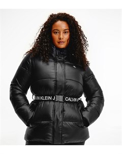Черная дутая куртка с поясом с логотипом Calvin Klein Jeans Calvin klein jeans plus