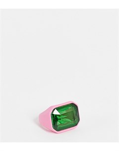 Эксклюзивное металлическое кольцо розового цвета с покрытием и кристаллом Exclusive Big metal london