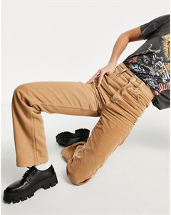 Коричневые вельветовые джинсы в стиле колор блок от комплекта Topshop
