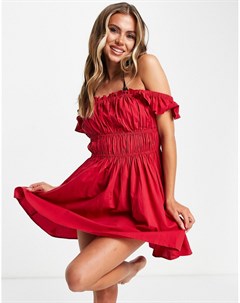 Красное пляжное платье со сборками Asos design