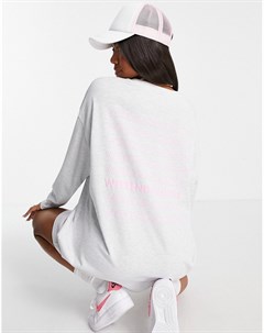 Серая меланжевая футболка платье в стиле oversized с длинными рукавами и логотипом Asos weekend collective