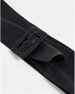 Черный широкий ремень из кожи с пряжкой Asos design