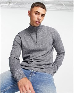 Джемпер с короткой молнией в синих и белых цветах Essentials Jack & jones