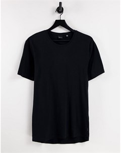 Черная длинная футболка с асимметричным краем Only & sons