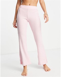 Розовые расклешенные брюки для дома из супермягкой ткани в рубчик с волнистым краем Выбирай и Комбин Asos design