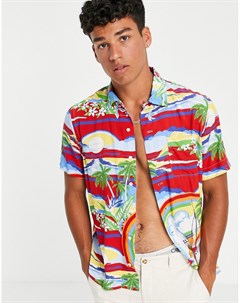 Разноцветная рубашка с короткими рукавами и принтом Polo ralph lauren