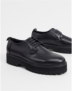 Черные туфли из искусственной кожи со шнуровкой и толстой подошвой Asos design