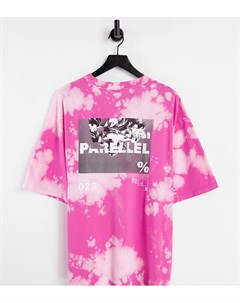 Розовая выбеленная oversized футболка с принтом Unisex Collusion