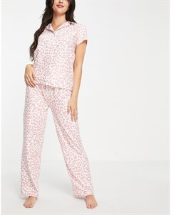 Пижама с брюками и розовым леопардовым принтом Loungeable